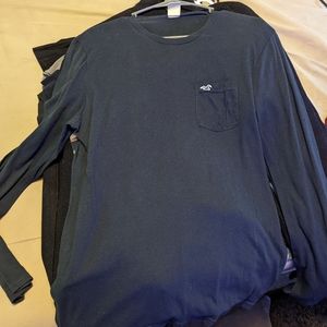Hollister long sleeve navy blue with Pocket shirt